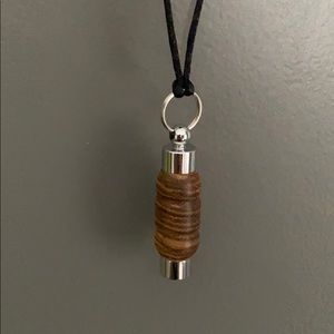 Hand carved wooden container necklace